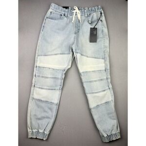 East Pointe Teen Boys XL Patchwork Baggy Denim Jogger Pants Elastic Jeans NEW